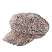 Ear Protection British Berets Woolen Artist Hat Fashion Plaid Octagonal Hat  Ladies chaki