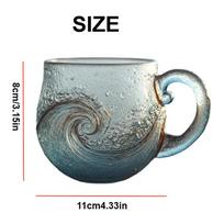 Sea Glass Wave Mug 12 Oz Handblown Ocean Wave Glass Mug Cup Unique Textured Beach Theme Mug For Tea Wine Handcrafted Sea Inspire 301-400ml