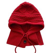 Fashion Knitting Wool Winter Balaclava Hat Ear Protection Thicken Neck Warmer Pullover Hat One-Piece Windproof Women Hooded Caps raudona