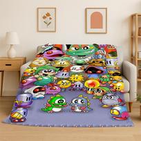 Retro Bubble Bobble Cartoon Game Flannel Blanket Soft Warm Throw Blanket for Bedroom Living Room Bed Travel Camping Picnic Gift 75x90cm