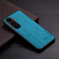 Case for Samsung Galaxy S26 Plus Ultra Edge Pro Funda Bamboo Wood Pattern Leather  Phone Cover Luxury for Samsung S26 Ultra Case Galaxy S26 Ultra žalsvai mėlyna