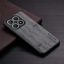 Case for Xiaomi 17 Ultra Pro Max 14 Pro Funda Bamboo Wood Pattern Leather Phone Cover Luxury Coque for Xiaomi 17 Pro Max Case Xiaomi 17 Ultra tamsiai pilka spalva