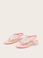 Girls' Spring 2026 Pearl Rhinestone High Heel Flip-Flop Sandals 33 rožinė