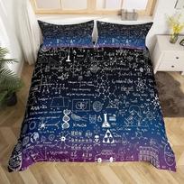 Math Equations Duvet Cover Set Hourglass Purple Galaxy Comforter Cover Physics Formula Dorm Bedding Sets Science Geometry Axis 135x200cm