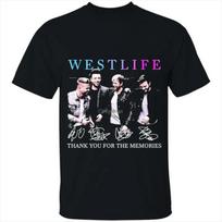 Westlife grupės narių parašų medvilniniai juodi marškinėliai pilno dydžio - unisex vasariniai medvilniniai marškinėliai su grafika S įvairiaspalvis