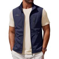 Men's Quick Dry Fishing Vest Outdoor Sleeveless Jacket Lightweight Multi Pocket Utility Workwear Hiking Vest XS