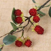 Creative Red Raspberry Artificial Plant Green Leaves Photo Props Simulation Berry Branches Faux Mulberry Fruit Gift raudona