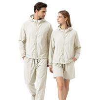 Men's Quick Dry Hoodie Jacket UV Protection Lightweight Sun Protection Set Includes Shorts Pants and Long Sleeve Jacket Suitable for Outdoor Sports XXXL smėlis