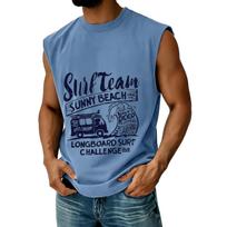 Men's Sleeveless Muscle Shirt Casual Athletic Tank Top Surf Team Graphic Print Longboard Surf Challenge Beachwear L