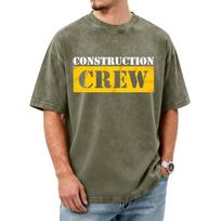 Men's Labor Day Graphic Washed Vintage Cotton Crew Neck Short Sleeve T Shirt Construction Crew Print Casual Fit L