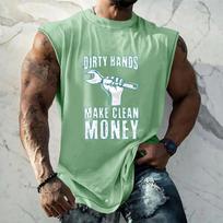 Men Sleeveless Muscle Tank Top Casual Loose Fit Workout Shirt Labor Day Graphic Print Comfortable Lightweight Fabric XXXL
