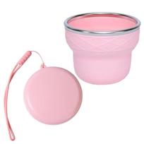 200ml Capacity Portable Folding Cup Easy To Clean Heat-resistant Foldable Drinking Cup With Lid Reusable Travel Collapsible Cup rožinė