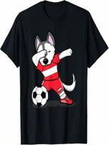 Dabbing Husky Dog Austria Soccer Fan Austrian Football Lover unisex Wounisex Kids T-Shirt S įvairiaspalvis