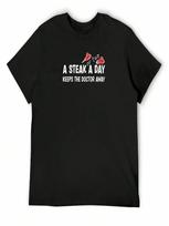 A STEAK OR TWO A DAY KEEPS THE DOCTOR AWAY, Keto Carnivore Diet T-Shirt Funny Gifts Custom T Shirt unisexs Graphic T-Shirts S įvairiaspalvis