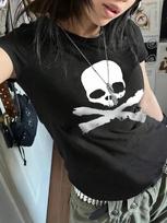INAWLY Wounisex's Skull Print Round Neck Short Sleeve T-Shirt Emo Graphic Tees Wounisex Tops S įvairiaspalvis