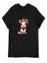 Cartoon Cow With Bandana! T-Shirt Plus Size Tops Customizeds Boys Animal Print Personalized T-Shirt Clothes For Men S įvairiaspalvis