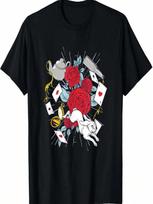 Flower Playing Cards Rabbit Floral Teapot Bottle Watch T-Shirt S įvairiaspalvis