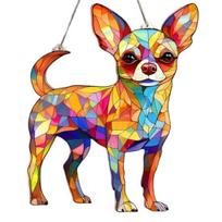 Acrylic Puzzle Suncatcher Cute Dog Sun Catcher Panel DIY Jigsaw Puzzle Window Hanging Ornament for Home Garden Decor A