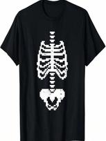 Rib Cage Pixel Halloween Costume 8-Bit Skeleton Gaming Gamer T-Shirt S įvairiaspalvis
