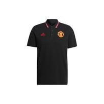 Adidas Manchester United Crest Embroidered Striped Trim Short Sleeve Polo Shirt Men Tops Black HE6664 M