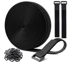 Nailoninė Velcro kabelinė juostelė su sagtimi: Reguliuojamas, pjaustomas lipukų surišimas 5m ilgio spalva/25 plastikinės sagtelės spalva/3cm pločio spalva