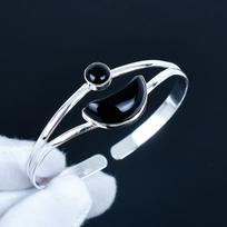 Natural Black Onyx Gemstone Handmade Cuff Bangle 925 Sterling Silver Cuff Bangle, Black Onyx Bracelet For Wife , Unisex Bangle, Gift For Her 7 juoda