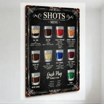 Vintage Metal Tin Sign Shots Menu with Shot Glasses & 'Gush Plug' Text - Retro Bar Tavern Decor for Home Man Cave Restaurant Clu 20x30cm（7.8x11.8inch）