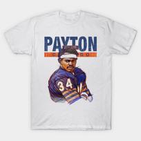 Men Black Print T-shirt Walter Payton Chicago Game Face No-Cut Transfer Paper Print Cotton Tshirt L balta