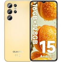 OUKITEL C1 Android 15 Išmanusis telefonas, 16GB + 128GB(TF 1TB) Išmanusis telefonas 4G, 6,52  HD+ ekranas, 5150 mAh baterija, 13 MP+5 MP kamera auksas