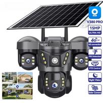 V380 Pro Wireless WiFi Solar Camera Three Lens Three Screen Human Detection 4G Sim Card Solar CCTV IP Camera Wifi Camera