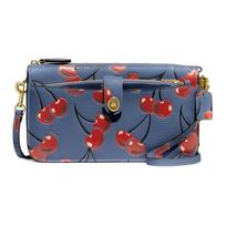 Coach Noa 21 Leather Cherry Print Messenger Bag Women bags Blue CA799-B4D61 Basic Set (Bag+Dust Bag)