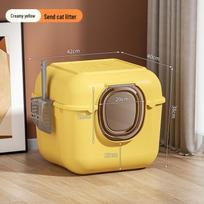 Fully Enclosed Large Flip-Top Cat Litter Box with High Walls - Anti-Splash, Easy to Clean Fully Enclosed Flip-Top with Scoop