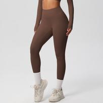High-waisted, skin-hugging leggings; running and fitness trousers; Pilates-style, figure-flattering, solid-colour yoga leggings XL beige