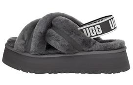 UGG DISCO Fleece Lined, Crisscross Comfortable Mules Stylish Sandal Women's Gray 1121550-CHRC 37