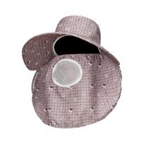Portable Mesh Breathable Sun Hat Fordable Wide Brim Agricultural Work Cap Anti-UV Face Neck Protection Face Hood Hat Women pilka
