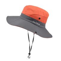 New Spring/Summer Fisherman's Hat Foldable Mesh Fishing Sun Hat Breathable Outdoor Bucket Hat Cycling Travel oranžinė