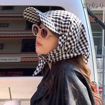 French Retro Headscarf Hat Sweet Loli UV Protection Peaked Cap Quick Drying Adjustable Baseball Cap Outdoor Seaside Vacation