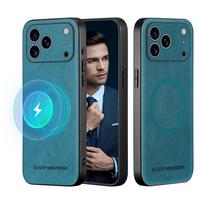 Protective Phone Case for Apple IPhone 17 Air 16 E 15 Plus 14 Pro 13 12 11 Pro Max Magnetic Retro Soft Luxury Leather iPhone17 mėlyna