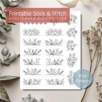 Flowers and Ocean Embroidery Pattern Stitching Embroidery Paper DIY Sewing Supplies Hand Sewing Stabilizers Hand Sewing Crafts