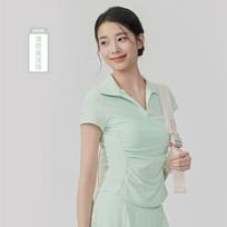 Raw yarn tennis sunscreen yoga short-sleeved women's Polo collar slim and thin sports t-shirt Pilates training fitness clothes S