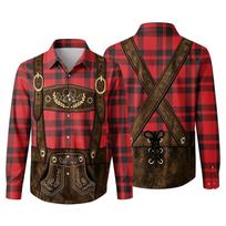 Men’s 3D Printed Loose Fit Turn-Down Collar Long Sleeve Shirt Vintage Plaid Design Casual Retro Style for Festivals Outdoor Parties XXL