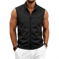 Men's Lightweight Sleeveless Vest Multi Pocket Outdoor Utility Jacket Stand Collar Zip Up Vest for Summer Activities XXL juoda