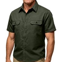 Men's Work Shirt Short Sleeve Button Front Two Chest Pockets Loose Fit Casual Collar Shirt for Outdoor Use and Daily Wear XXXL