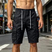 Men's Relaxed Fit Cargo Shorts with Multiple Pockets Drawstring Waistband Seven Points Length Casual Workwear Style S juoda