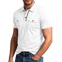 Men's Casual Short Sleeve Shirt Slim Fit Lightweight Breathable Polo Shirt with Double Chest Pockets Workwear Style L balta