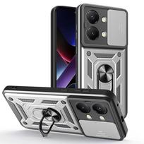 Capa for POCO X8 Pro Max X7 Pro X6 Case Armor Slide Camera Lens Protection Cover for Xiaomi POCO X7 Ring Stand Shockproof Funda Poco X6 Pro sidabras