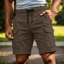 Men Lightweight Casual Cargo Shorts with Drawstring Waist and Multiple Pockets Relaxed Fit Summer Five Pocket Design S ruda