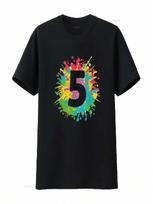 5th Birthday Paint Splashes T Shirt For Kids Girls Boys Vintage Washed Breathable Unisex Versatile Soft Slightly Stretched S įvairiaspalvis