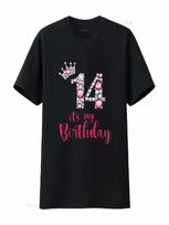 14 It S My Birthday 14th Years Old Bday T Shirt Vintage Washed Designer Clothes Homme Comfortable Versatile Casual Slightly S įvairiaspalvis