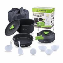 STARCAMP Portable Outdoor Cookware Set: Camping Pots, Tableware, Teapot & Picnic Kit žolės žalia spalva